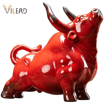 VILEAD Keramikos Bull Naujųjų Metų Simbolis Papuošalai 2021 Kūrybos Pasisekė Feng Shui Galvijų Figūrėlės Home Office 