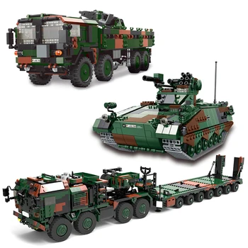 Vokietijos Karinės aukštųjų Technologijų Ginklų Armijos Weasel Pėstininkų Fox Žvalgybą Transporto priemonės VYRAS KAT1 8x8 Statybiniai Blokai, Plytos, Žaislai
