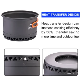 Widesea Camping Cookware 2.3L Set Pots Outdoor Cooking Heat Cooker Travel Tableware Bowler Tourist Kitchen Pot Utensil Equipment