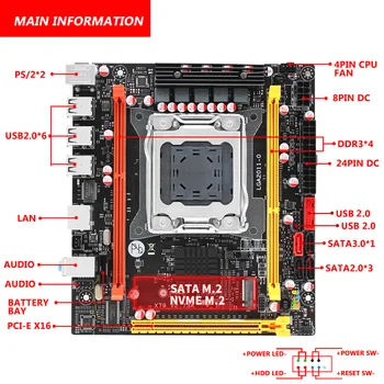 X79 motininė plokštė LGA 2011 USB2.0 SATA3 Dual protokolo m.2 paramos DDR3 REG ECC atminties ir Xeon E5 V1 V2 procesorius X79 V2.73