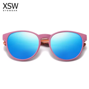XSW Natūralaus Bambuko Akiniai nuo saulės Moterims Poliarizuota UV400 Prekės Dizaineris Klasikinius Saulės akinius, Senovinių Medinių Akiniai nuo saulės