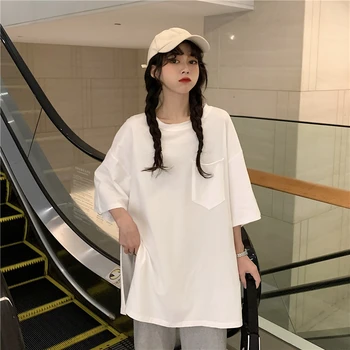 YTX1133 Vasaros 2021 naujas prarasti tingus stiliaus dizainas nišą balta trumparankoviai marškinėliai moterims