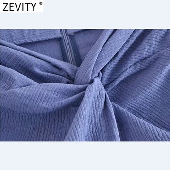 Zevity 2021 Moterų Mados Kietas Rišti Dizaino Split Linija Sijonas Faldas Mujer Femme Atgal Užtrauktuką Slim Vasaros Midi Vestido QUN763