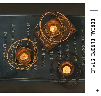 Šiaurės Kūrybos Geometrinis Metalo Žvakidė Apdailos Kaustytomis Geležies Aukso Kvepiančių Žvakių Laikiklis Stalo Dekoracijos