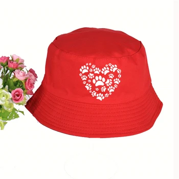 Šuo, Katė Paw Širdį Meilė Aniaml Kibirą Skrybėlės Vasaros pop Moterys Vyrai žvejys skrybėlę Lauko skėtį nuo saulės bžūp žvejybos hat
