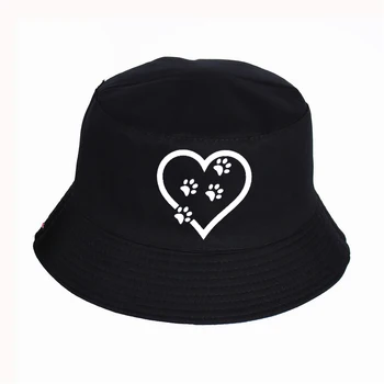 Šuo, Katė Paw Širdį Meilė Aniaml Kibirą Skrybėlės Vasaros pop Moterys Vyrai žvejys skrybėlę Lauko skėtį nuo saulės bžūp žvejybos hat