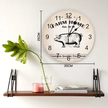 Ūkio Ruda Kiaulių Grūdų Pašarų Kaimiškas 3D Modernaus Dizaino Sieninis Laikrodis Kambarį Apdaila, Virtuvė Laikrodis Meno Siena Žiūrėti Namų Dekoro