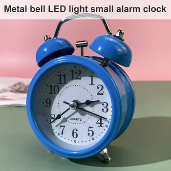 Žadintuvas Retro Twin Bell Metalo Stalas Žiūrėti Lentelėje Analoginis Laikrodis Tyli Naktis, Šviesos, Home Office Elektroninių Staliniai Laikrodžiai