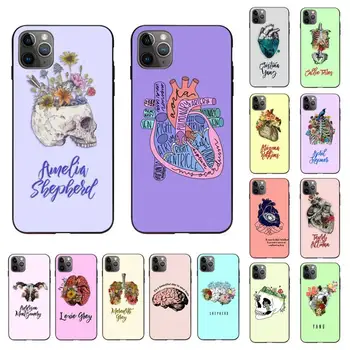 Žmogaus anatomija gėlės organų širdies Meridiano Inkstų Meno Telefono dėklas skirtas iPhone 11 12 pro XS MAX 8 7 6 6S Plus X 5S SE 2020 XR